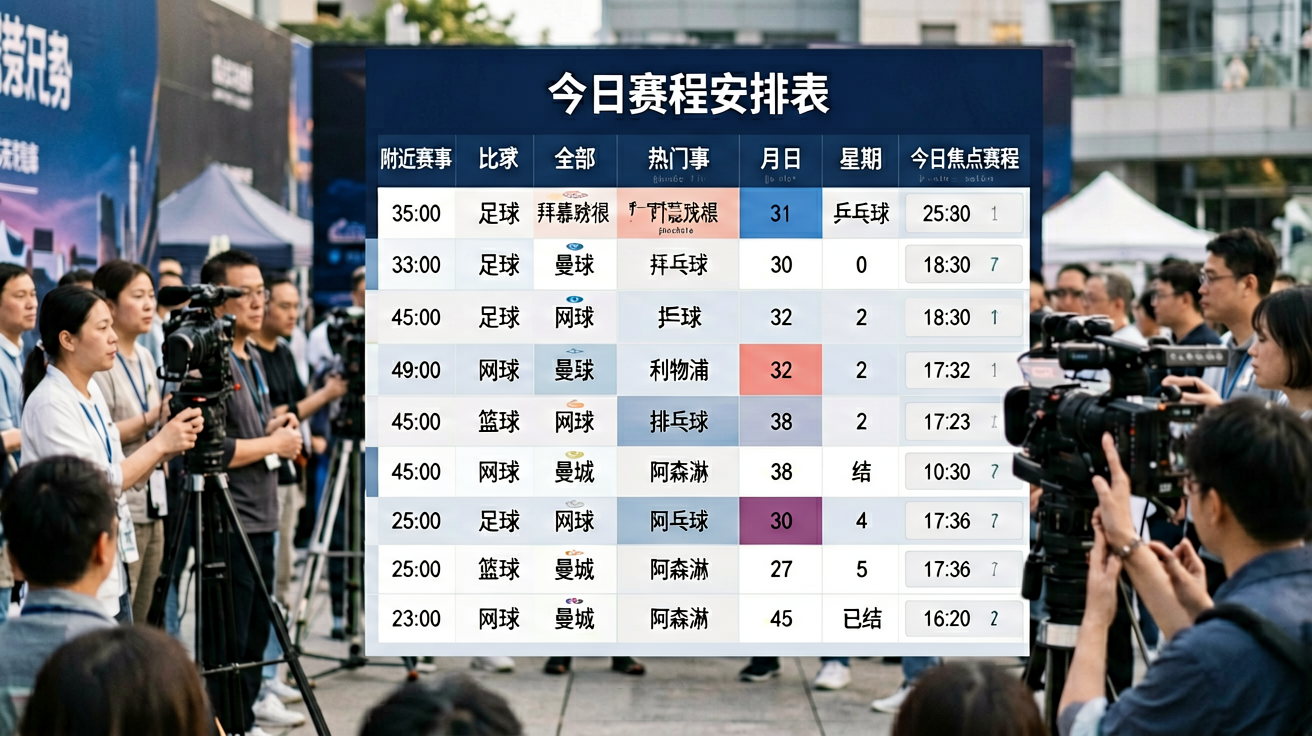 今日赛程安排表，展示多个联赛的比赛时间